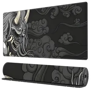 Samurai pattern game desk pad - keyboard and mouse pad, suitable for office and gaming, anti slip rubber bottom, smooth surface compatible with PC/laptop and office computer desk