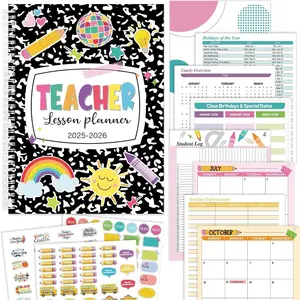 Teacher Planner 2025-2026 July 2025-June 2026, 11 x 8 inch Teacher Lesson Planner with Stickers Colorful Monthly Tabs Lesson Plan Book for Teachers Home school Classroom Organizer(Black Dots)