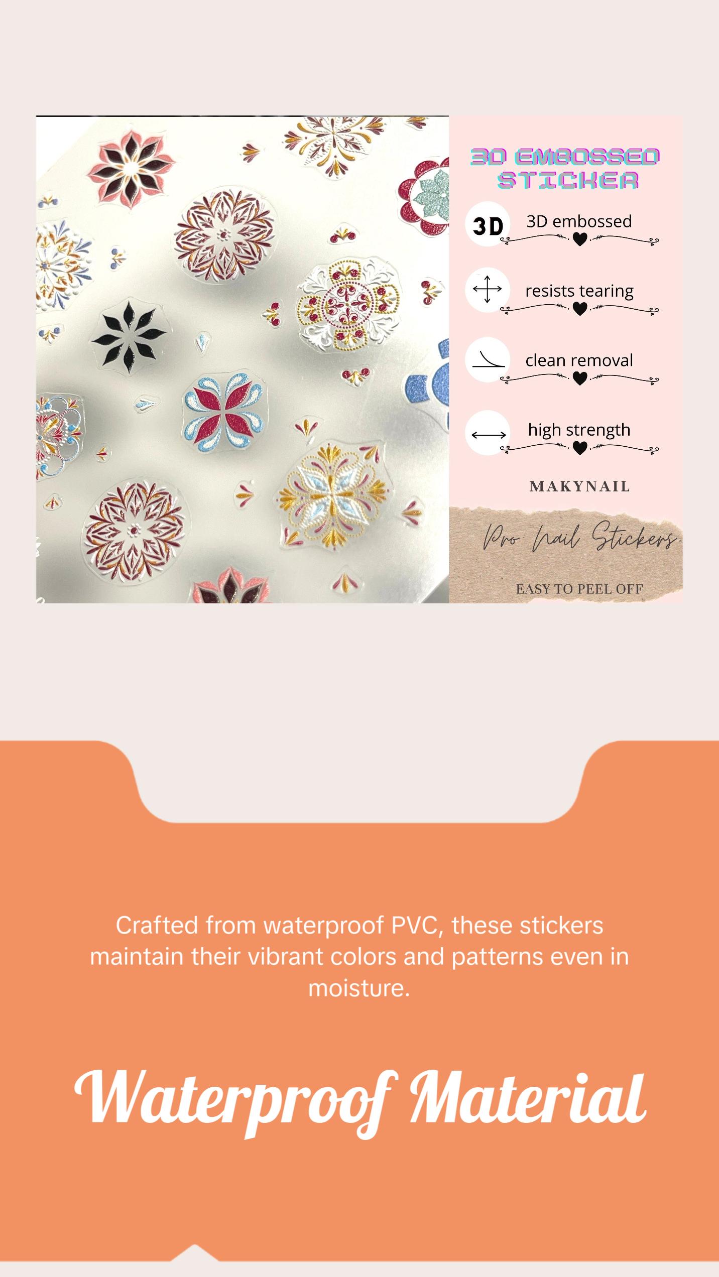Mehndi Totem pattern nail sticker/ Tribe Hippy 3D Nail Art Stickers Self Adhesive Decals