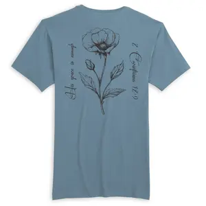 His Grace Is Enough Women's Tee - Floral Slogan Medium Fitted Short Sleeve Crew Neck Casual Summer T-Shirt from 100% BCI Cotton