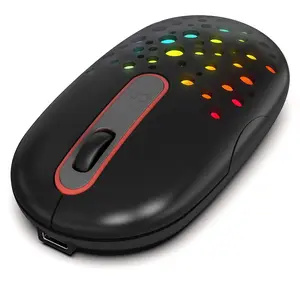 LED Bluetooth Mouse - Jelly Comb 3 Mode (BT5.0/3.0+USB) Rechargeable RGB Wireless Mouse Silent Optical Computer Mice for Laptop, PC, Mac, ipad, ipad Pro, Chromebook (Black)