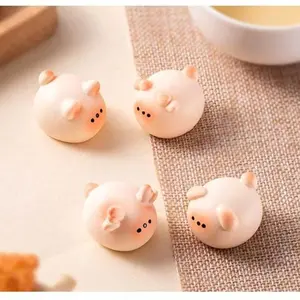 Cute Round Piggy Figurine, Pinkish Color Desktop Decor, Perfect for Mood Boosting, Ideal Home Ornament, Adorable Design