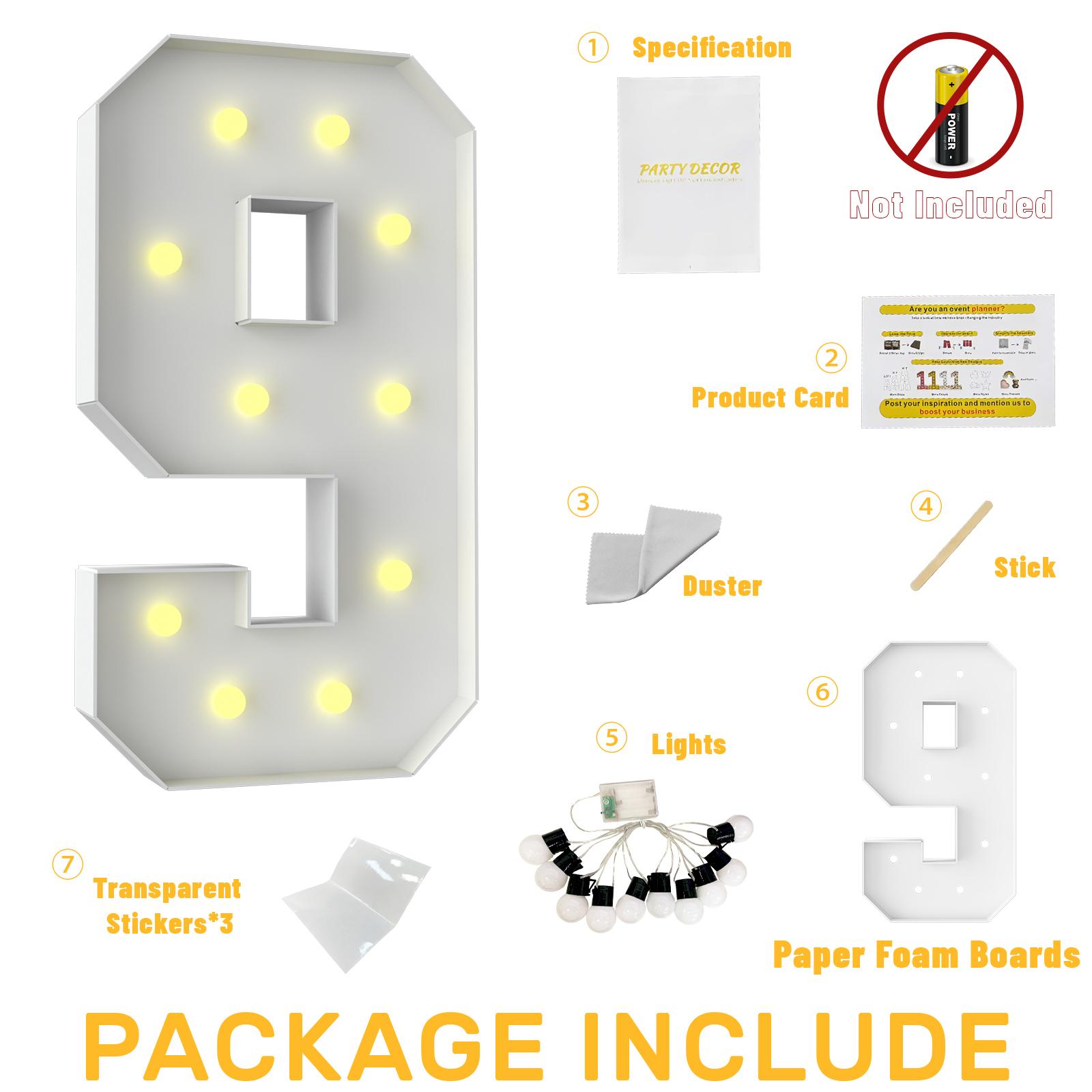 3FT Marquee Numbers & Letters 0-9 & A-Z, Easy DIY Assembly, 3FT/36in LED Warm Light Up Mosaic Paper Foam Numbers & Letters for First Birthday Party Birthdays Graduation Party Anniversary Wedding Proposal Baby Shower 1 year Party #SummerVibes summerwins