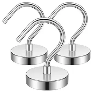 3 Pack Metal Magnetic Hooks,40lb+ Heavy Duty Magnets with Hooks for Cruise Ship Walls,Magnetic Kooks Heavy Duty for Cruise Cabins,Hanging,Grill,Tool,Kitchen