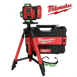 Milwaukee 16-Line 360° Self-Leveling Outdoor Green Laser Level, High-Visibility Green Beam, IP65 Waterproof, Stable Mount Compatible Alignment Tool for Construction, Professional Jobsites