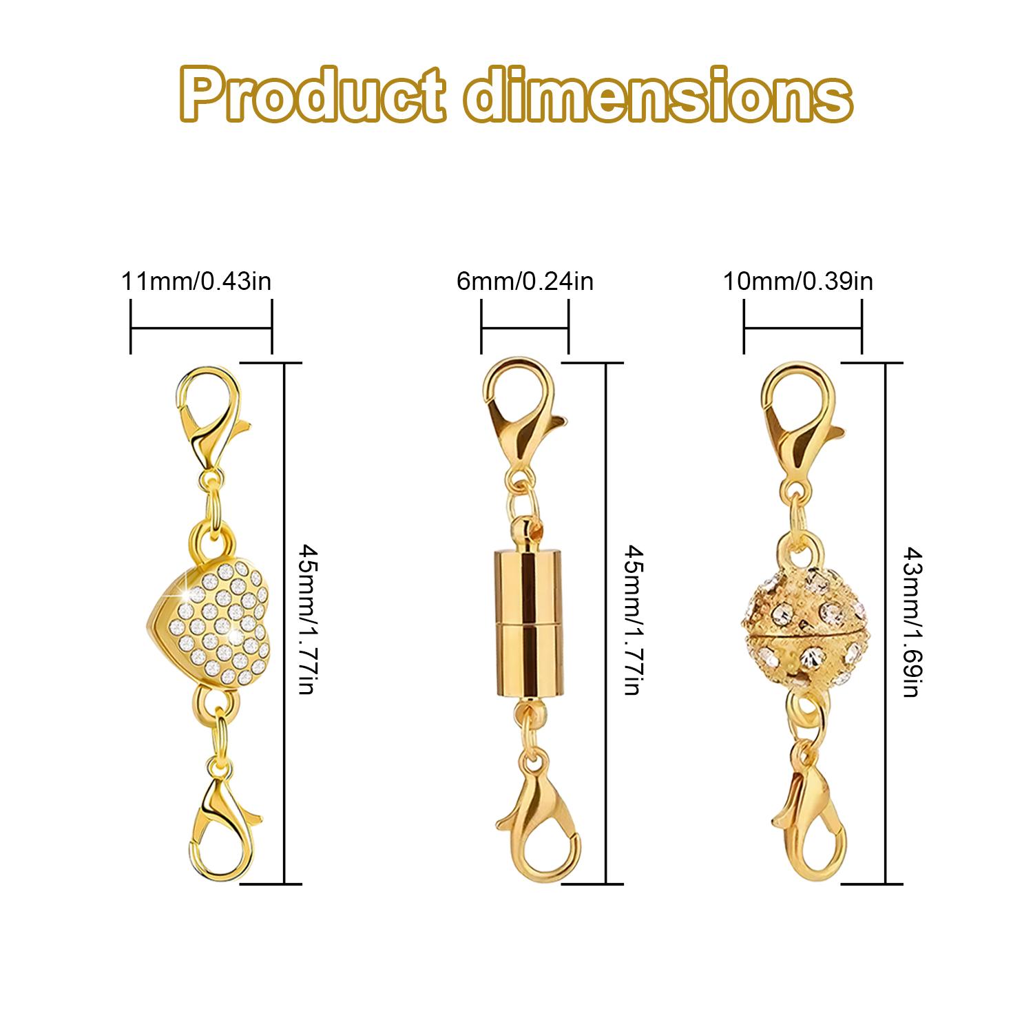 12 PCS Magnetic Necklace Clasps and Closures with Lobster Clasp Gold and Silver Stainless Steel Charm Pendant Gift set for Women Girls Seniors