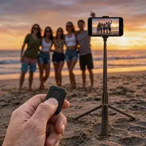 63" Professional Selfie Stick Tripod Combo - Portable Extendable Phone Stand with Remote for iPhone & Android - Essential Gear for March Madness, Spring Break, World Cup & Easter Events