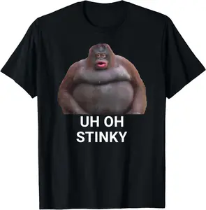 Uh Oh Stinky Poop Dank Memes Le Monke T-Shirt Pure Cotton Graphic Tees Menswear Top: Gifts for Men & Women