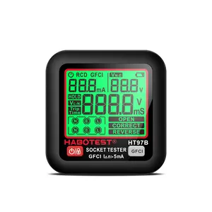 HABOTEST HT97B Digital Socket Tester Smart Voltage Detector RCD Voltage Test UK Plug Large Display LCD Screen Quick Accurate Detection