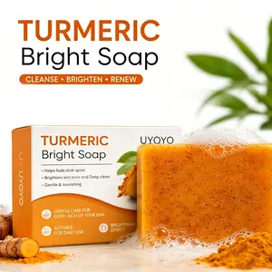 Turmeric Brightening Soap with Kojic Acid & Vitamin C for Face & Body, Cleansing Bar for Dull Skin & Uneven Skin Tone