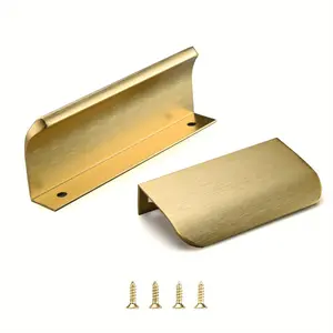Brushed Gold Pack of 5,Pack of 10 Edge Finger Pulls for Cabinets Kitchen Invisible Hardware Concealed Aluminum Hidden Bar Pull Drawer Handles Easy to Install 11.81", 6.3 ", 5 ", 4.72 ", 3.15 inch Overall Length