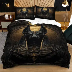 Egyptian Mythology Anubis Custom Dark Series Bedding Set, Soft Skin-Friendly Material, Stylish Gift for Friends & Yourself