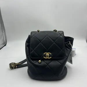 Pre-owned CHANEL H5Pre owned Black Quilted Drawstring Backpack H05393