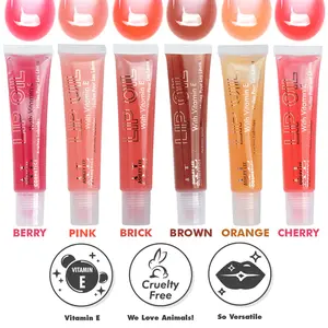 Lip Oil - 6 Pack Hydrating, Glossy, Clear, Plumping, Oil Lip Gloss w/ Vitamin E