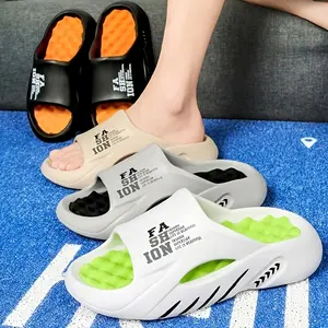 Super comfortable EVA slippers - thick bottom, non slip quick drying slippers, black/orange, gray/white - perfect for indoor, outdoor, beach, swimming pool, shower and relaxation - fashionable letter print design, cute slippers, summer, water sports