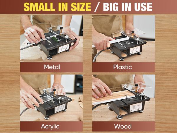 Saker Mini Table Saw, Multi-Functional Portable, 7 Speed Adjustment, Suitable for Metal, Wood, Aluminum Grinding and Cutting, Compact Design Outdoorfun