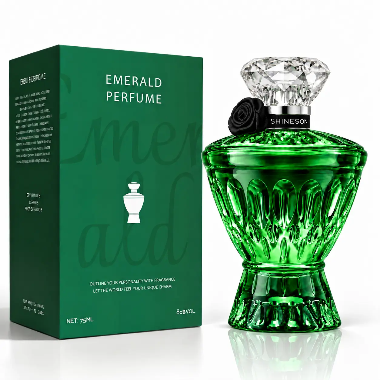 SHINESONN Women's EDP Emerald Gemstone Fragrance for Adults - 75ml (2-2.9 fl oz) Alcohol-Containing Bottle, Long-Lasting Fresh Scent with Osmanthus, Citrus, Orchid, Rose, Musk