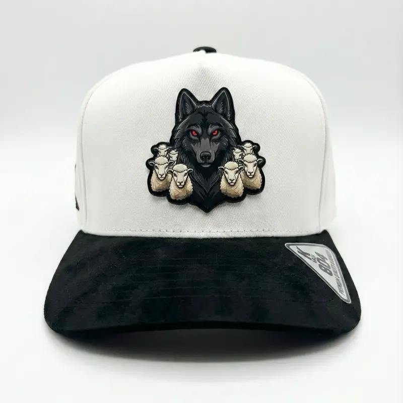 El Malo Del Cuento Men's Hat, Corrido Style Snapback with Detailed Alpha Wolf Patch and Premium Black Suede Brim, Adjustable Fit, Men's Hats