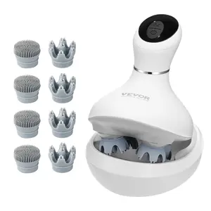 VEVOR Electric Scalp Massager, Rechargeable Head Massager Hair Growth, IPX7 Waterproof Portable Kneading Scalp Scratcher with 8 Removable Massage Head for Stress Relief, Deep Clean, Gift for Mom/Dad