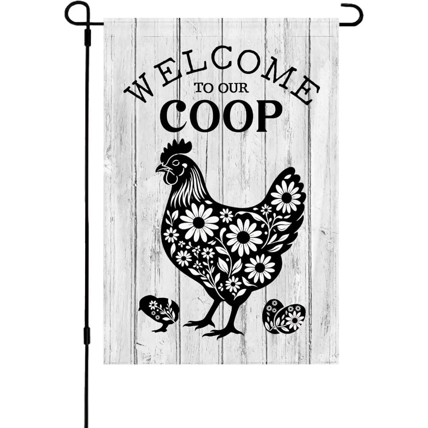 Welcome to Our Coop Garden Flag 12x18 Double Sided, Rustic Chicken Decor for Outside Mailbox Yard, Farmhouse Hen Small Flag, Ideal Gift for Chicken Lovers Moms Homesteaders, Housewarming