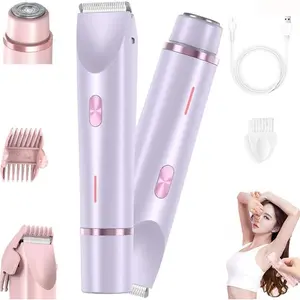 SNOITKA Bikini Trimmer for Women, Electric Shaver and Razor Rechargeable 2-in-1 Body and Facial Epilator, Dual Heads for Painless Trimming of Pubic Hair, Face, Underarms and Legs, IPX7 Waterproof. Christmas Gift New Year Gift Shaving Grooming