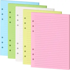 Lined Refill Paper, A5 Planner Inserts, Colorful Ruled Journal Fillers for 6-Ring Binder,5-color 120 GSM Thick Loose Leaf Paper,50 Sheets/100 Pages(50, A58.26x5.6in)