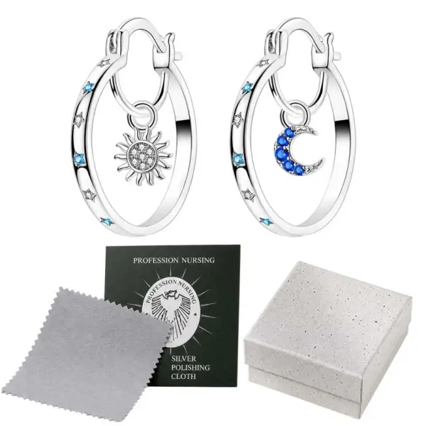 Bohemian Vintage Creative Hollow-Out Circle Sun and Moon Pendant Earrings for Women, Synthetic Synthetic Zirconia Inlay, Elegant and Versatile Ear Accessories