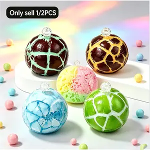 Crispy Chocolate Stress Ball, Crunchy Wax Skin Squeeze Toy, Handmade Clear Sound ASMR Squishy Fidget Ball,  Slow Rebound Sensory Hand Toy for Home Office Party Travel
