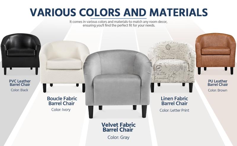Yaheetech Accent Chair and Ottoman Set, Modern Barrel Chair and Footrest, Comfy Club Chair Armchair and Footstool for Living Room Bedroom Guestroom