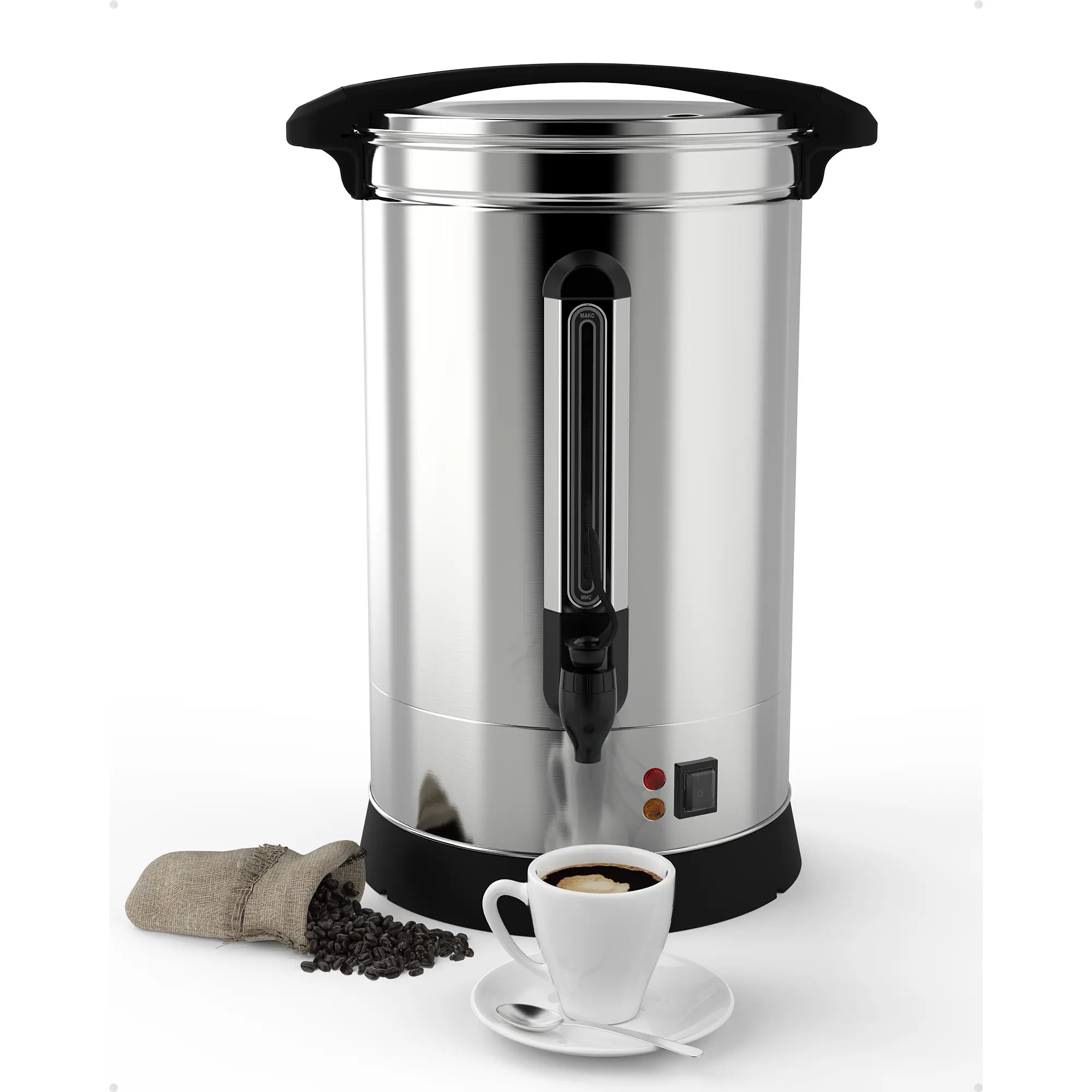 Gaomon Commercial 100-Cup Fully Auto Drip Coffee Urn - 14L Food Grade Metal Hot Coffee Machine with Filter, Easy Pour & Serving for Church, Large Events
