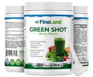 FineLand GREEN SHOT Berry Flavor, Greens, Vegetables, Fruits, Fiber, Enzymes, and Probiotics All In One, 10.4 oz, 30 Servings Healthcare Dietary