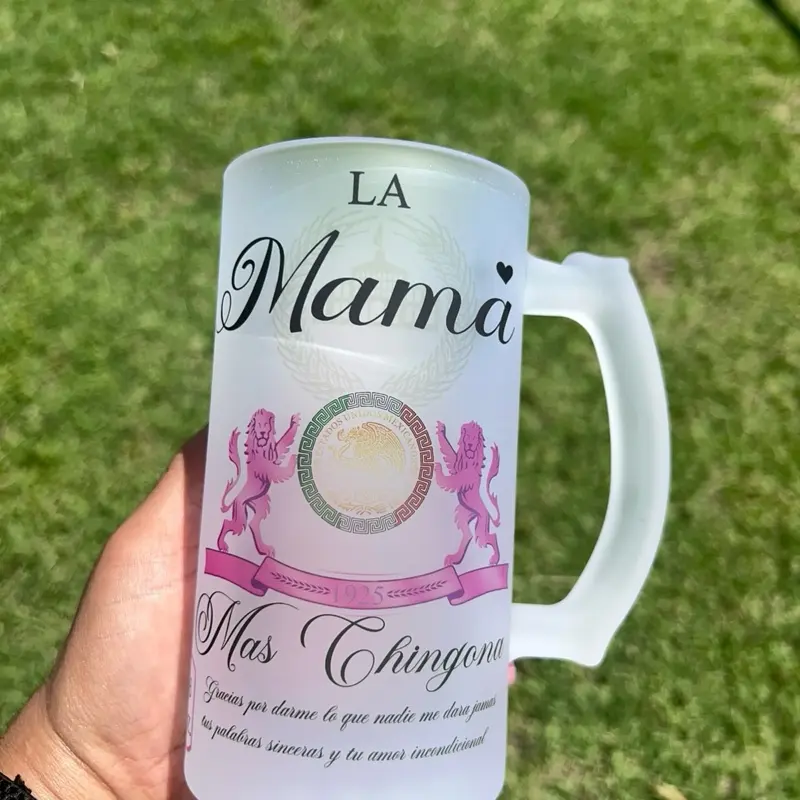 LA MAMÁ MÁS CHINGONA PINK 16oz Beautiful Frosted  Mug Washable Reusable Drinkware