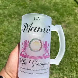 LA MAMÁ MÁS CHINGONA PINK 16oz Beautiful Frosted  Mug Washable Reusable Drinkware