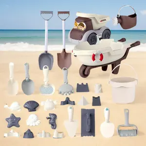 New Color Beach Toy Set, 18pcs Beach Toys Truck & Push Cart, Outdoor Water Sand Play Tools, Kids Summer Fun, Random Style and Color