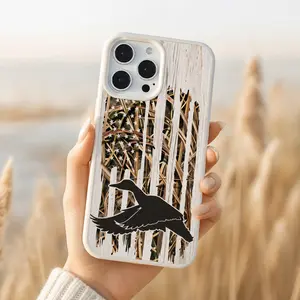 Magnetic Duck Flying American Camo Phone Case for iPhone 17 16 15 14 13 12 11 Pro Max Plus MagSafe-Compatible Shockproof Clear Acrylic Protective Cover Hunting Gift for Men Girls