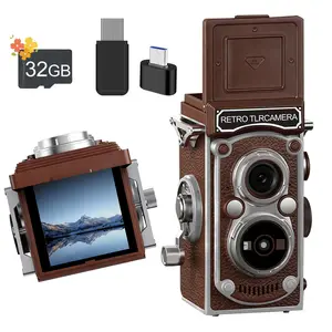Retro digital camera, full HD 1080p video, 64 megapixel photos, 6-second time-lapse photography, classic filters, black and white retro, a compact camera suitable for selfies and photography, Vintage digital camera