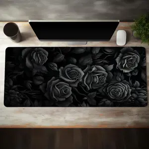 Vintage Flower Rose Pattern Mouse Pad, Non-slip Large Gaming Mouse Pad, Rubber Base Stitched Edge Desk Accessories for Home Office Game Mousepad