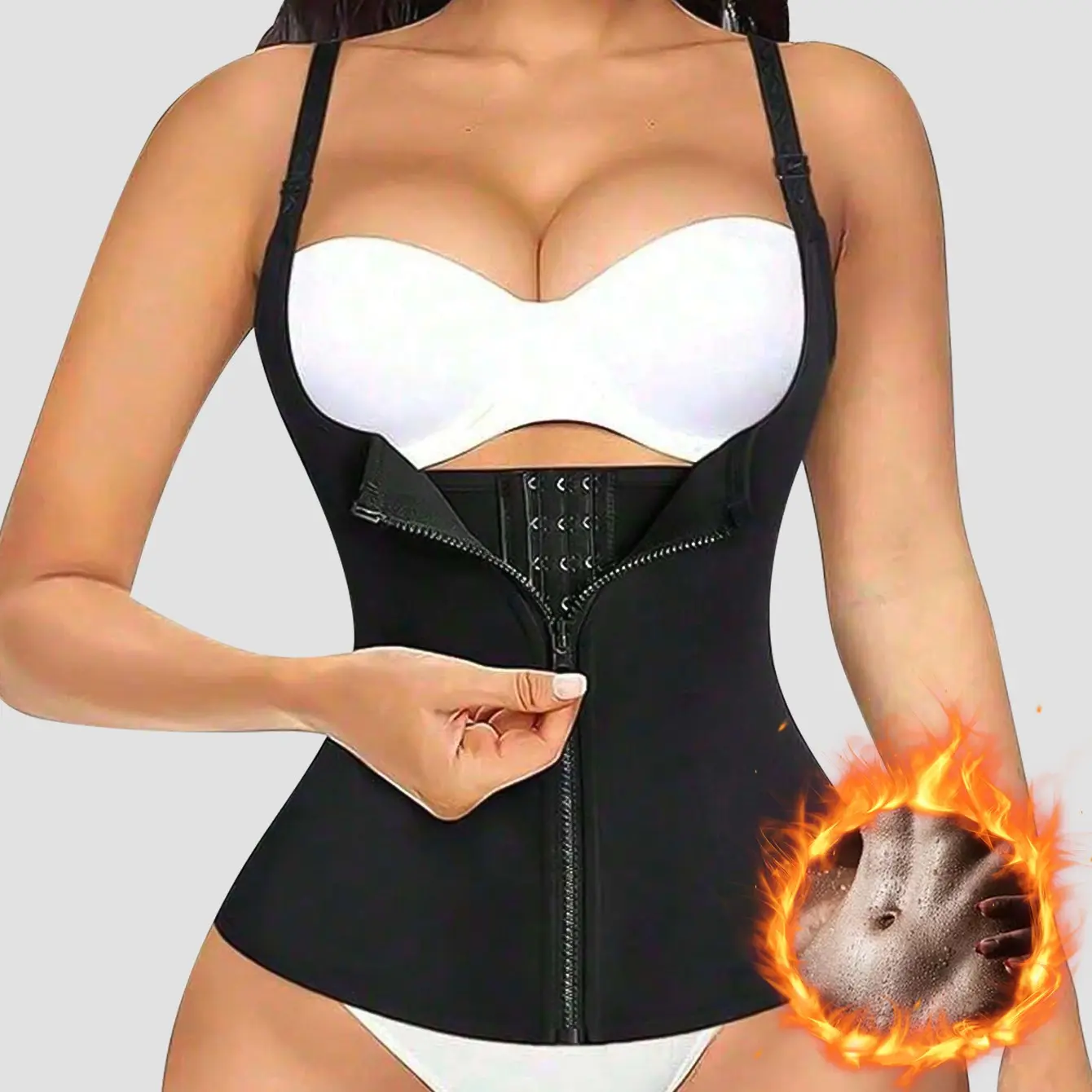 Women's Sport Waist Trainer with Zipper, Adjustable Straps, Body Shaper, Firm Tummy Control for Yoga and Running, Abdominal Control Belt, Gift Idea, Body Contouring Shapewear