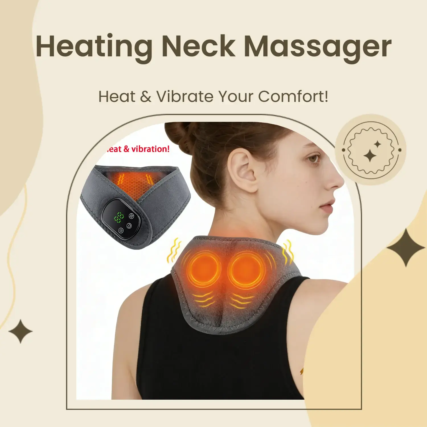 Cordless Neck Heating Pad with Massage, Neck Massager with 5 Heat Levels &  3 Vibration Modes, Heated Neck Massage Wrap Warmer, Gift for Family,  Multifunctional Heating Pad