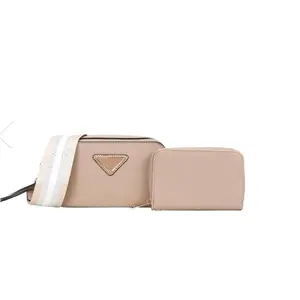 2IN1 CHIC SMOOTH ZIPPER CROSSBODY BAG WITH WALLET SET (Khaki)