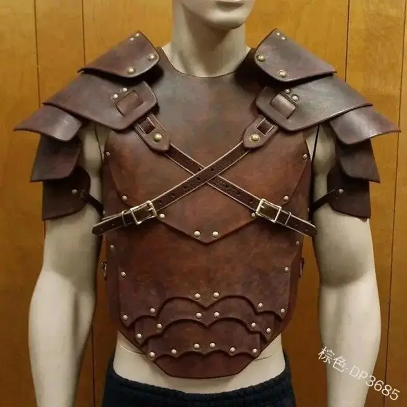 Medieval Warrior Chest Shoulder Gladiator Armor Steampunk Viking Larp Gothic Knight Spaulder Set Leather Cosplay Breastplate