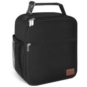 Nifogo Lunch Bag Reusable Small Lunch Box for Men Women Insulated Portable Lunchbox for adults Suitable for School Work Picnic (Black)