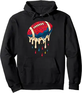 Football Ice Cream Drip Boys Football Fan Youth Game day Pullover Hoodie YOUTH BOYS Hoodie Cotton Fabric
