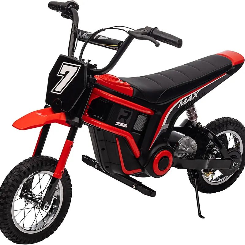 Gaomon 24V Kids Mini Dirt Bike Ride-On ATV - 350W Motor, 3-Speed Adjustable Up to 14.29MPH, 135 lbs Max Load, Pre-Charged, LED Night Glow Lights, Music, Deep-Tread Traction, Hydraulic Shock, Quiet Ride, No Fumes, Off-Road Toy for Ages 8-14, Red 7,familyfu