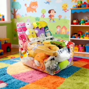 Large Capacity Transparent PVC Storage Bag, Two-In-One Toy and Clothing Organizer, Bedroom Storage Organizer, Durable Multi-Functional Home Solution, Zipper Seal
