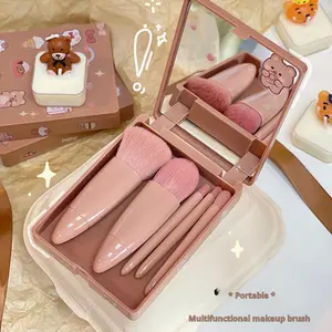 2-Color Travel-Friendly Makeup Brush Set: Compact Soft-Bristle Kit (Pink/Green/More!) — All-In-One Tools for Face/Eyes, Plus Portable Case & Travel-Ready Design