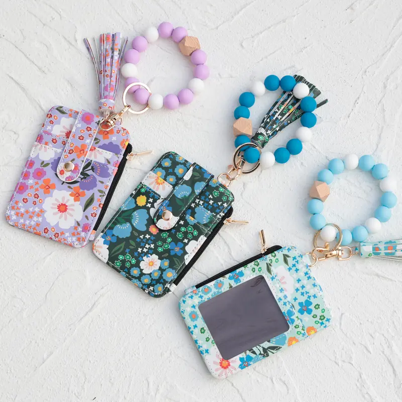 Boho Chic Beaded Keychain for Women, Bag Accessory with Floral Tassel & ID Card Holder, Women's Accessories, Ideal Gift, Accessories For Women, Keychains For Women