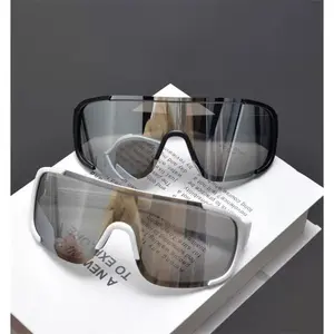 2026 New Matte Black Oversized Cycling Glasses - Mercury Lens Windproof Goggles, UV400 Protection Sports Eyewear for Outdoor Mountaineering, Road & Mountain Bike Use, Uv400 Sports Eyewear