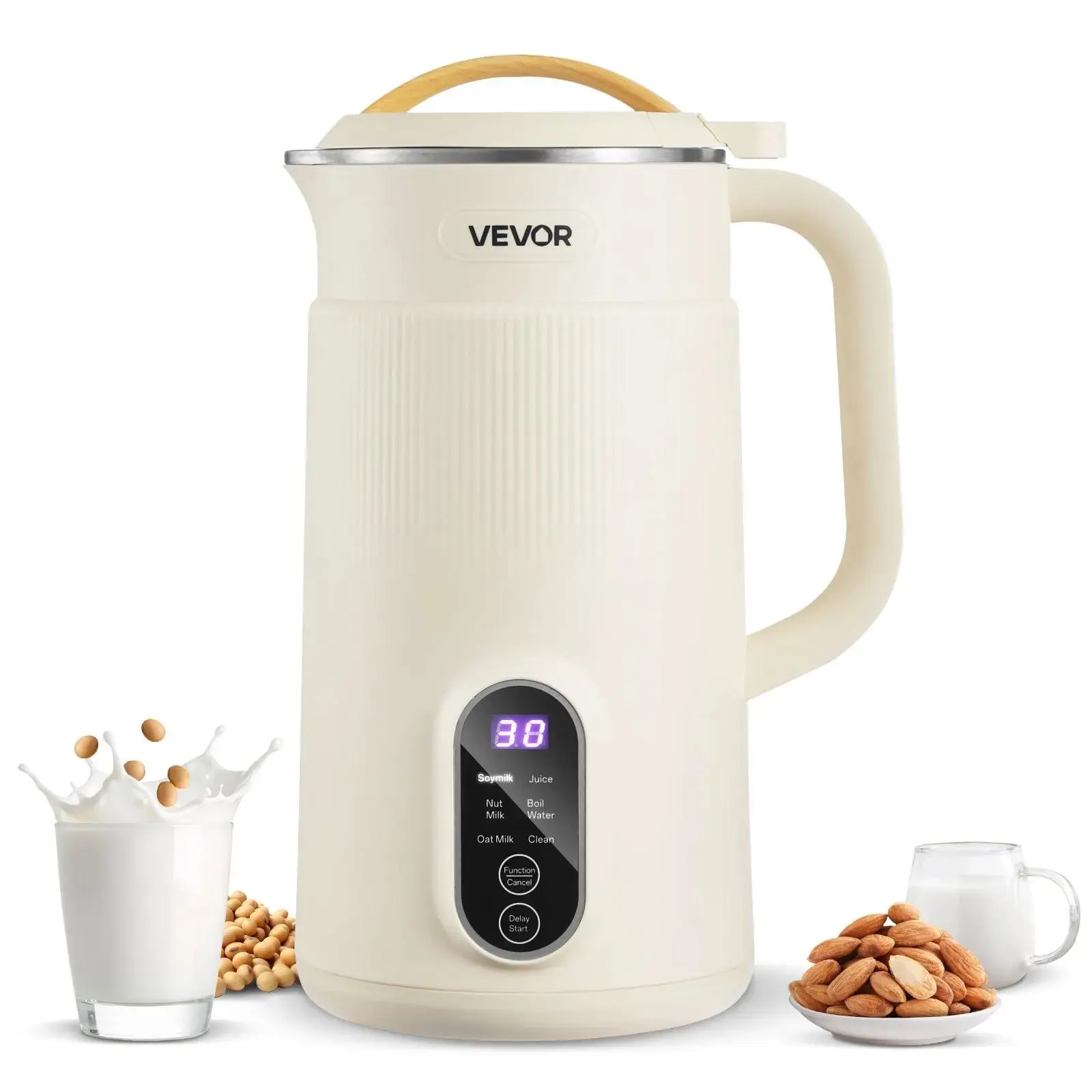 【Summerfinds】VEVOR 6-in-1 Multifunctional Juicer Nut Milk Maker, 20oz Soy Milk Machine with 6 Blades, High-Temp Self-Cleaning, Boil Water, 12-Hour Timer for Homemade Oat, Nut, Soy Beverages