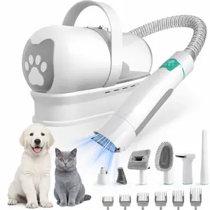 Home Pet Hair Vacuum and Shaver for Small Medium Dogs Cats, 7-in-1 Grooming Kit with 6 Safety Clipping Combs, Routine Shedding Brush Set
